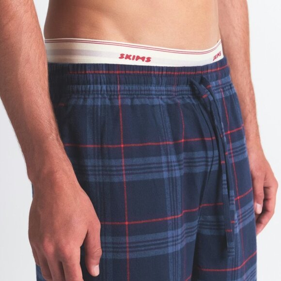 NWT Skims Mens Flannel Sleep Pant - Damson Laser Plaid - Large - Picture 2 of 4